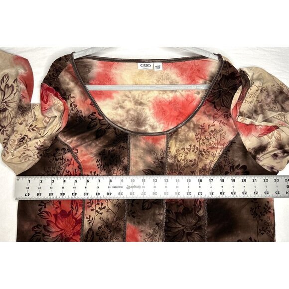 Cato Shirt Womens 18 2X Red Stretch Velvet Burnout Fairy Grunge Y2K Whimsigoth - Picture 4 of 11